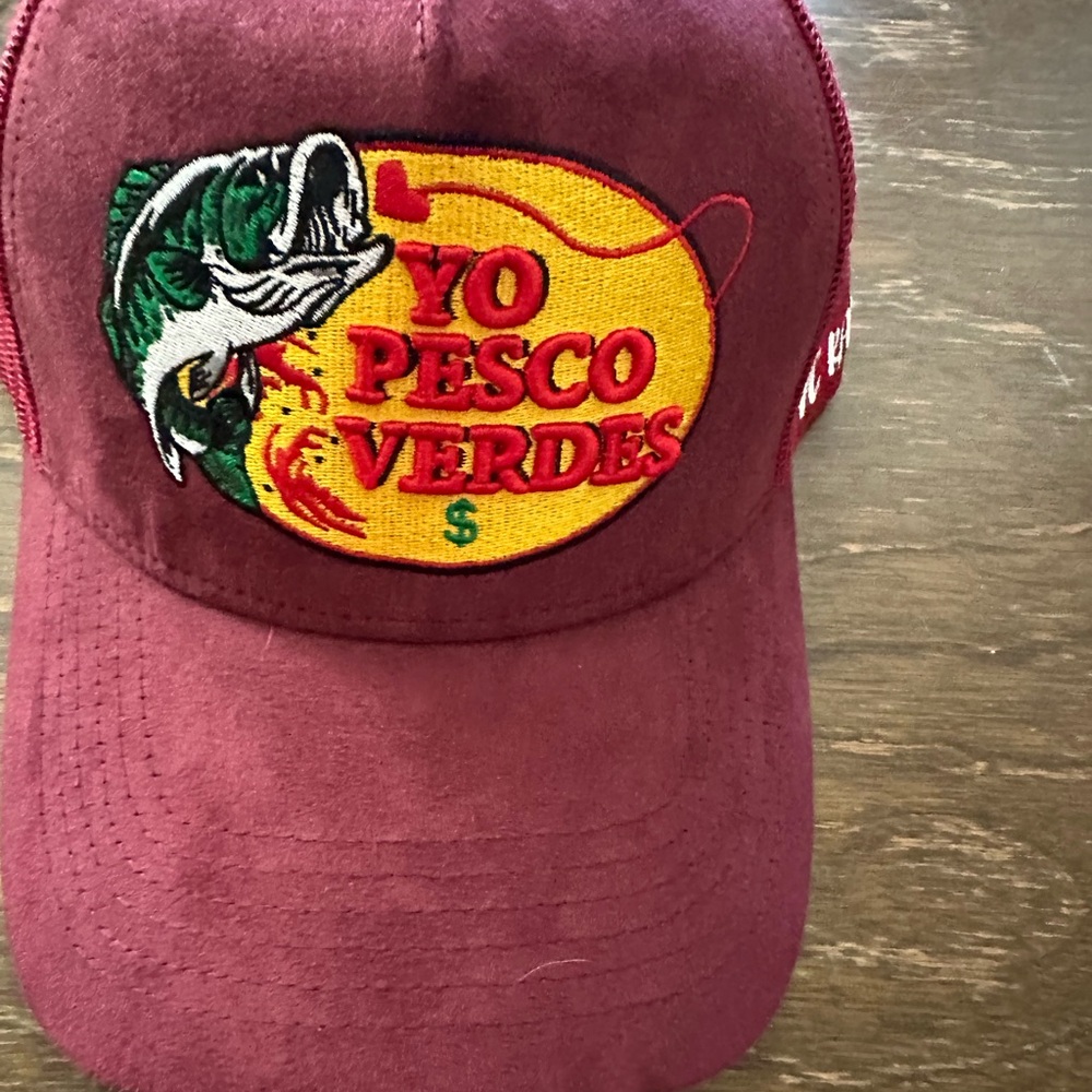 Maroon Fishing Cap with Embroidered Patch